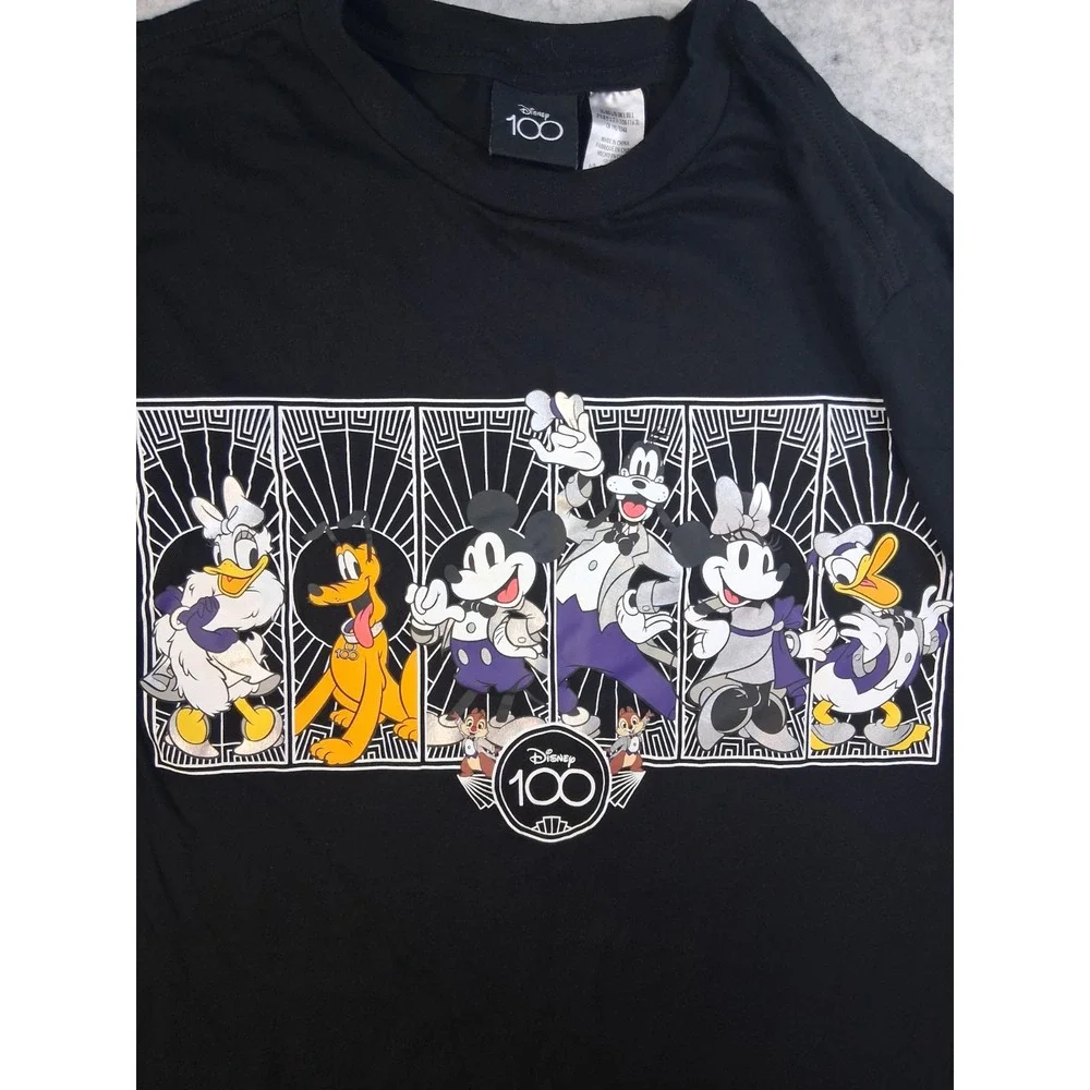 Disney 100 Walt Disney World T Shirt Large Black Mickey & Friends Graphic Tee - Picture 2 of 7